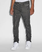 Mens Chitch Oil Slick Repair Slim Denim Jeans - Black