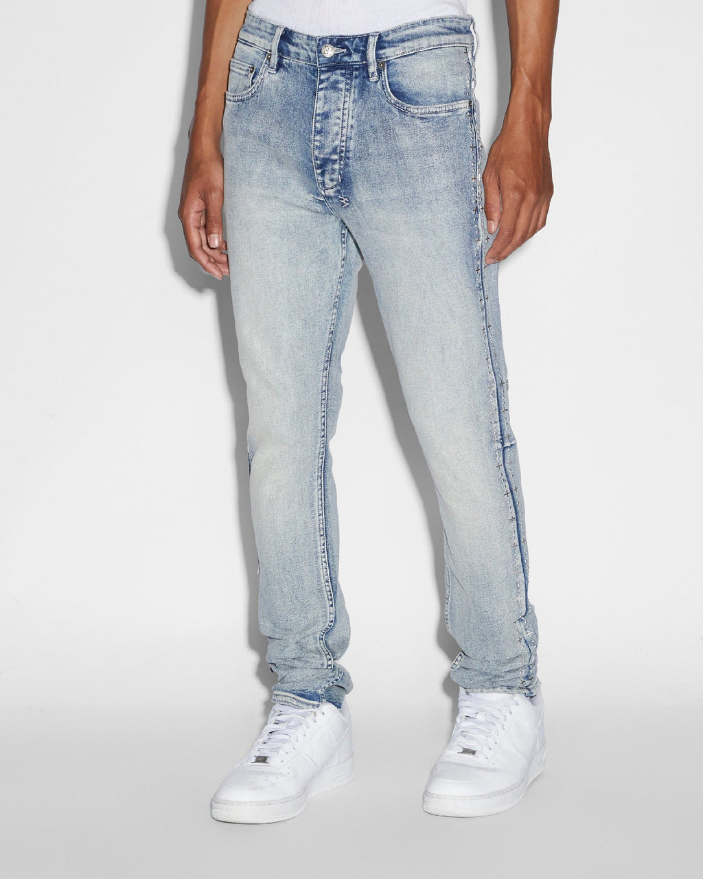 Mens Chitch Punk Metalik Slim Denim Jeans - Denim