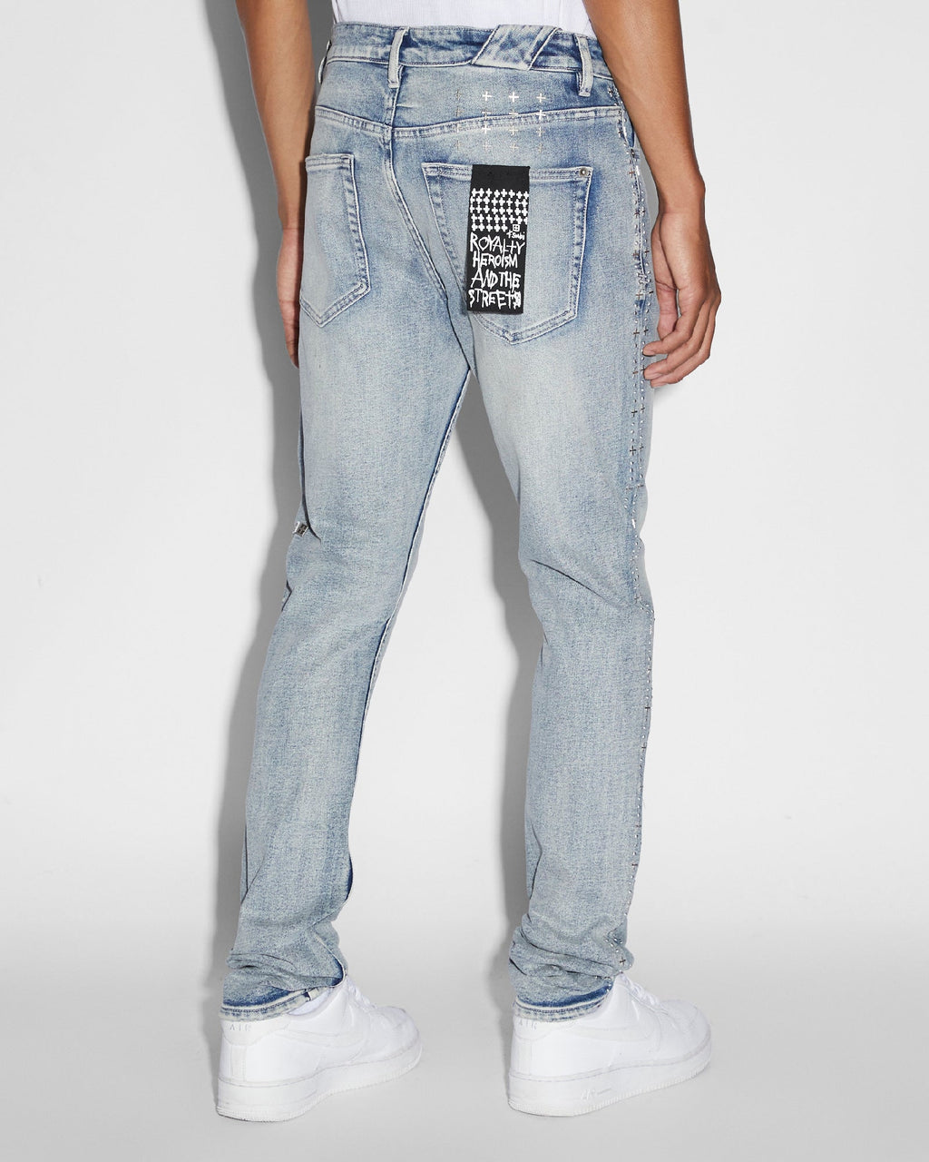 Mens Chitch Punk Metalik Slim Denim Jeans - Denim