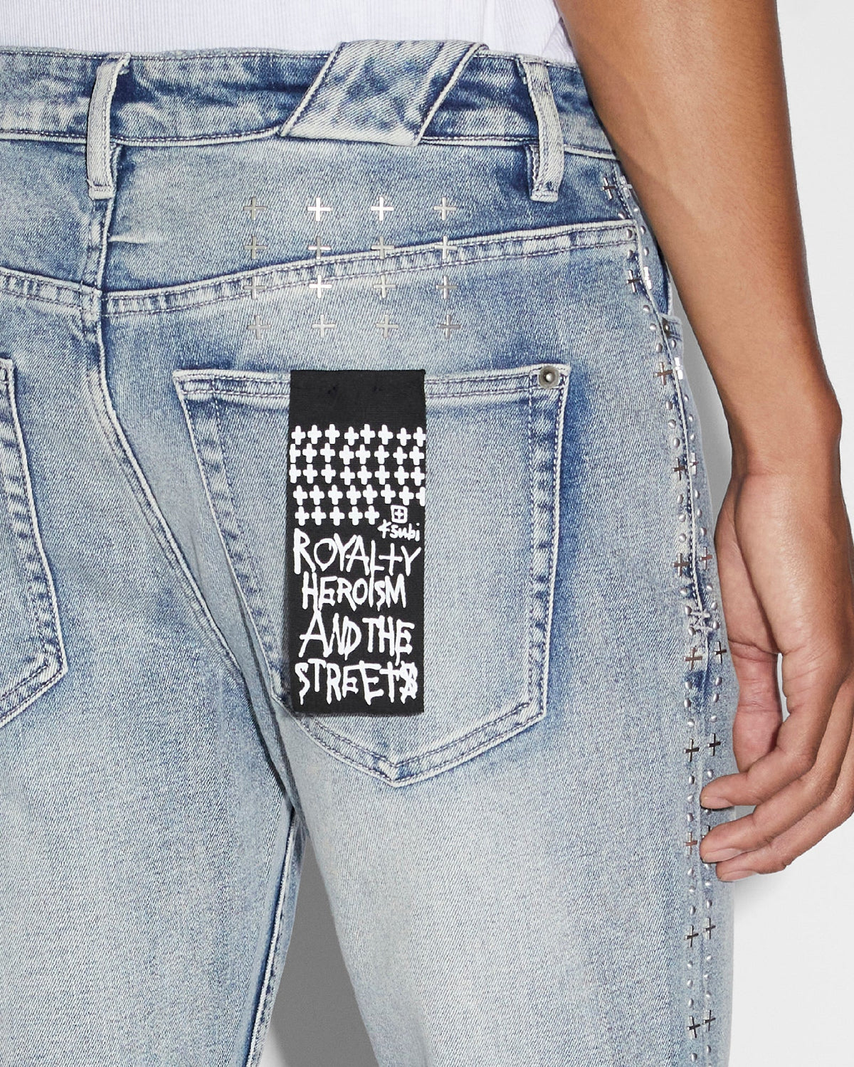 Mens Chitch Punk Metalik Slim Denim Jeans - Denim