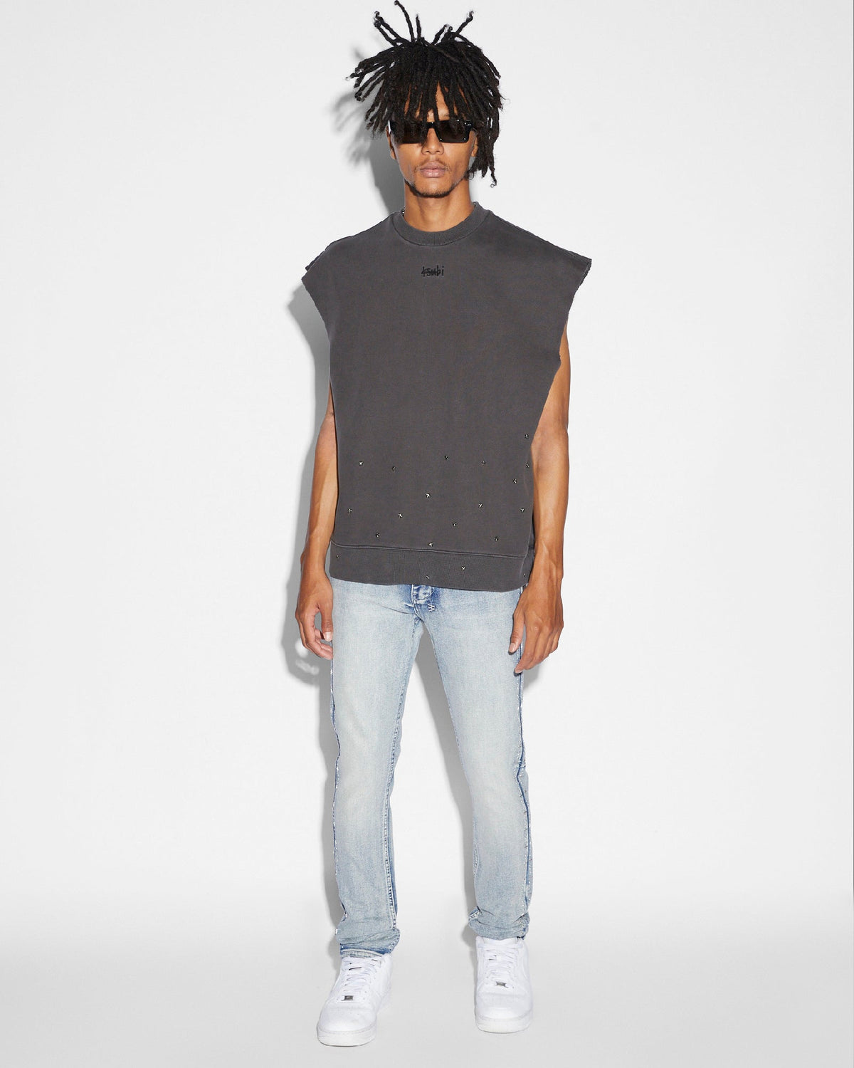 Mens Chitch Punk Metalik Slim Denim Jeans - Denim