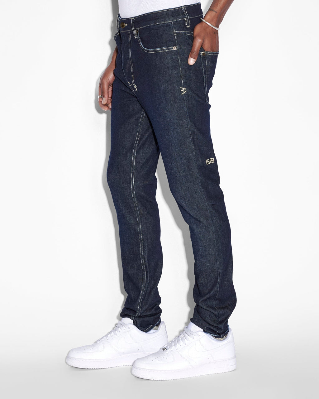 Mens Chitch Rinsed Slim Denim Jeans - Denim