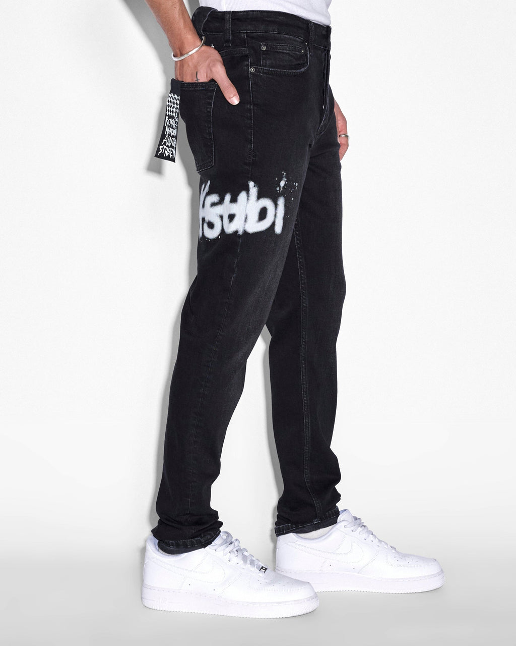 Mens Chitch Black Etch Slim Denim Jeans - Black