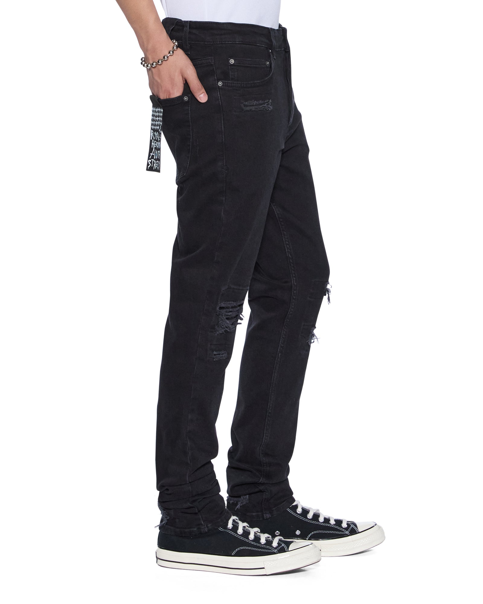 MENS CHITCH BONEYARD BLACK SLIM DENIM JEANS