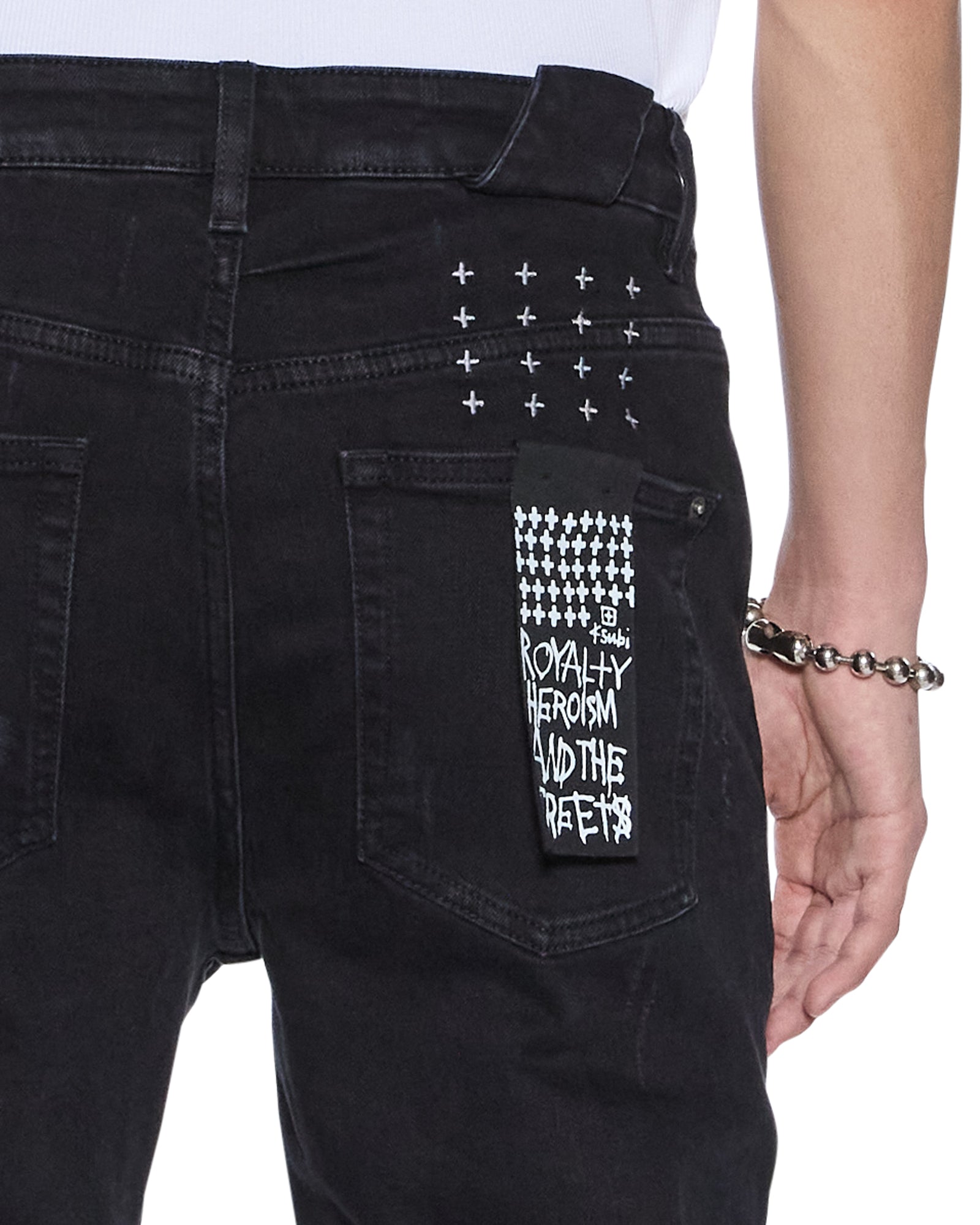 MENS  CHITCH BONEYARD BLACK SLIM DENIM JEANS