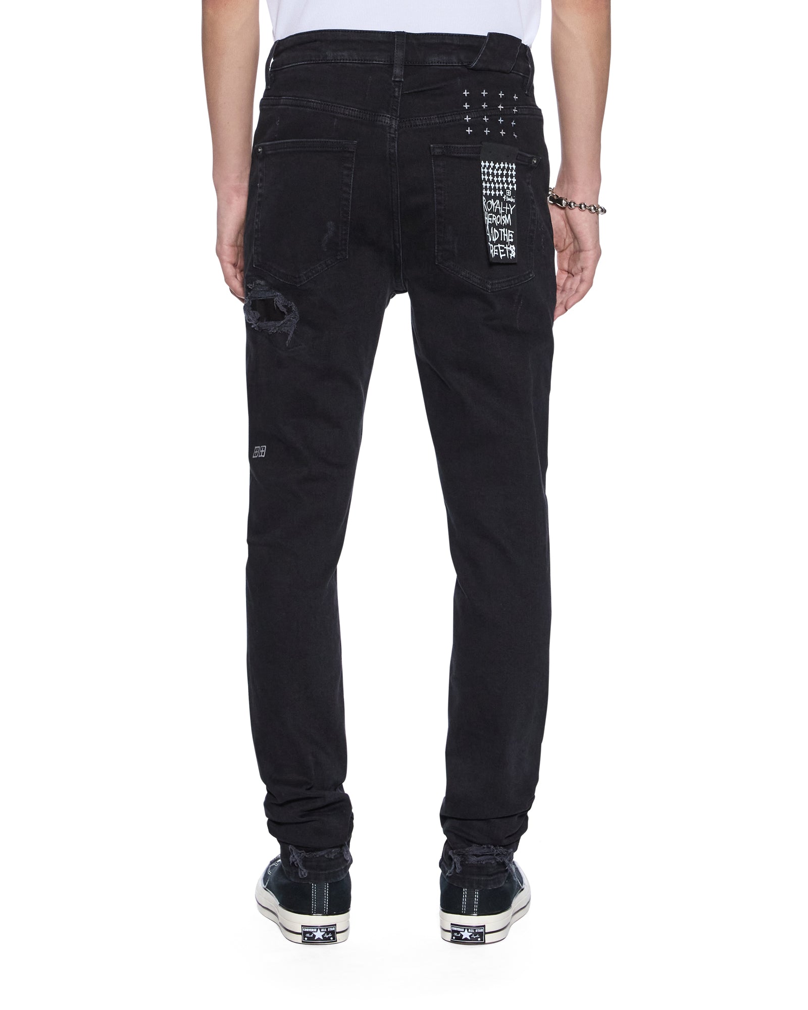MENS  CHITCH BONEYARD BLACK SLIM DENIM JEANS