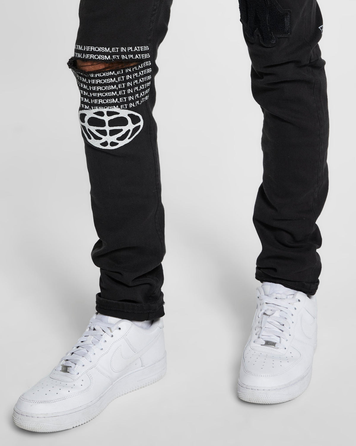 Mens Chitch K Patch Ace Black Slim Denim Jeans - Black