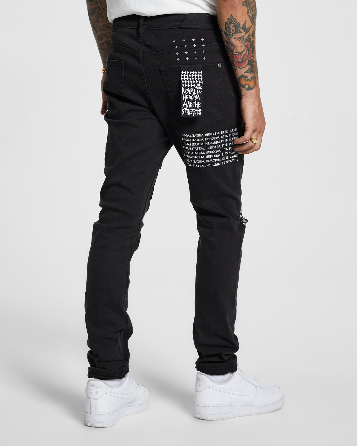 Mens Chitch K Patch Ace Black Slim Denim Jeans - Black