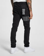 Mens Chitch K Patch Ace Black Slim Denim Jeans - Black
