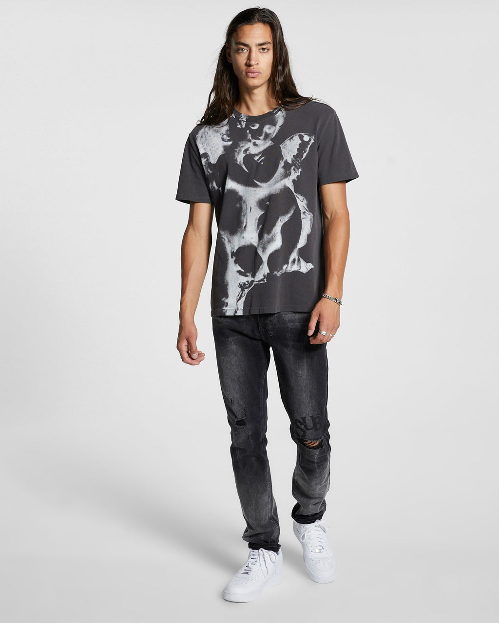 Mens Chitch Smoke Out Rose Slim Denim Jeans - Black