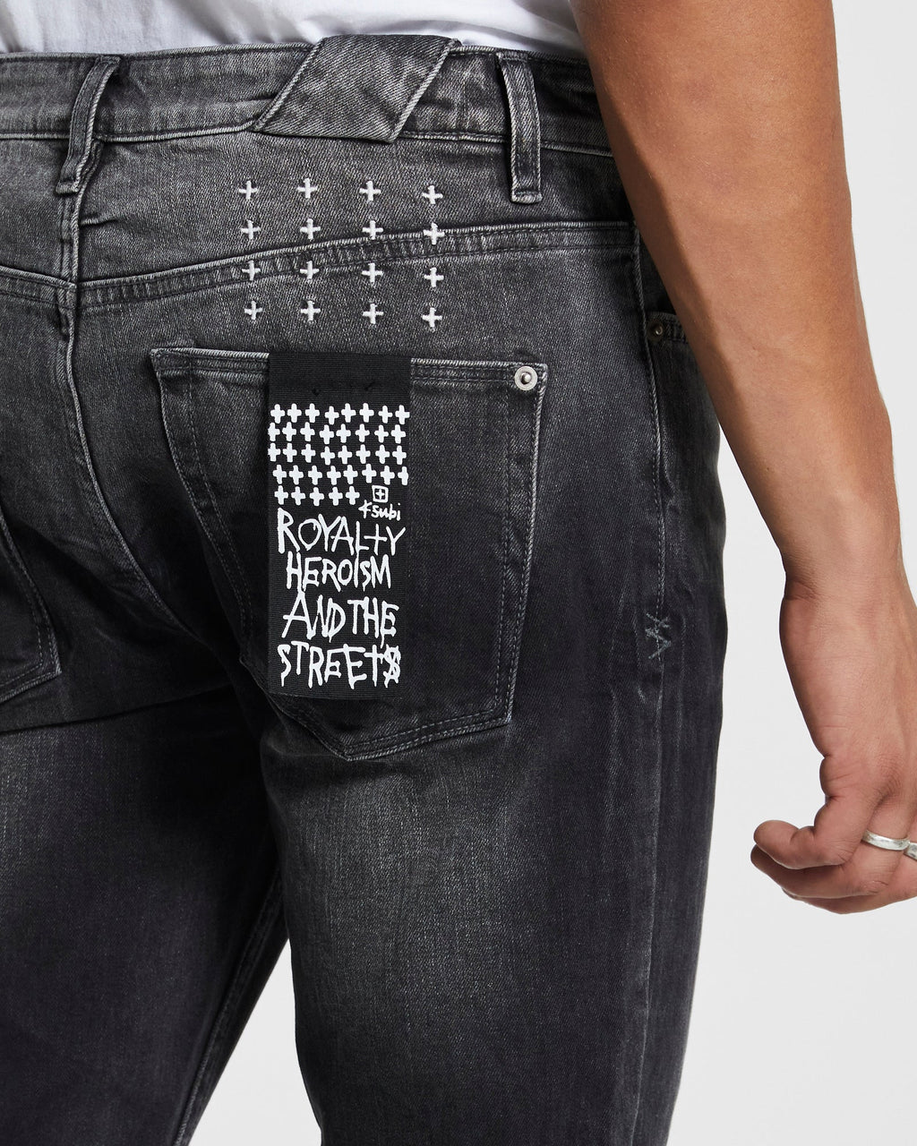 Mens Chitch Smoke Out Rose Slim Denim Jeans - Black