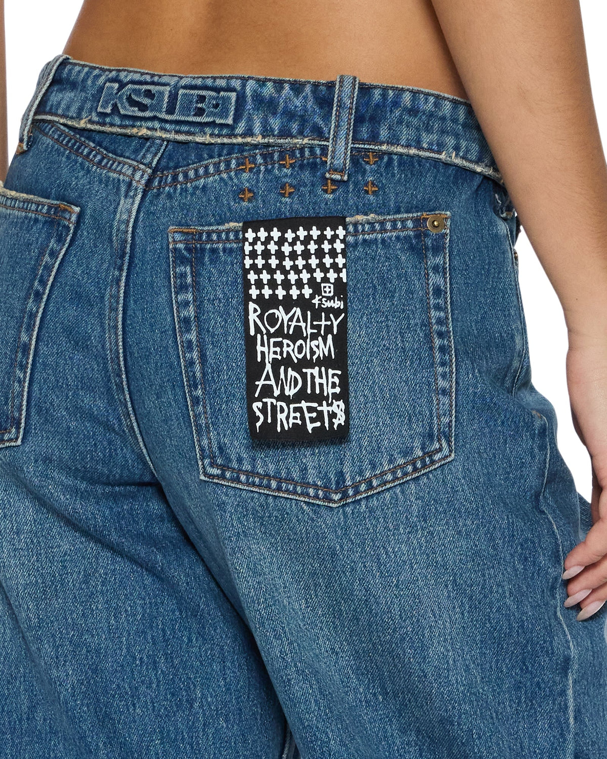WOMENS LOW RIDER FLIP AGED DENIM JEANS