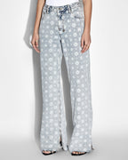 Womens Low Rider Monogram Splits Relaxed Denim Jeans - Denim