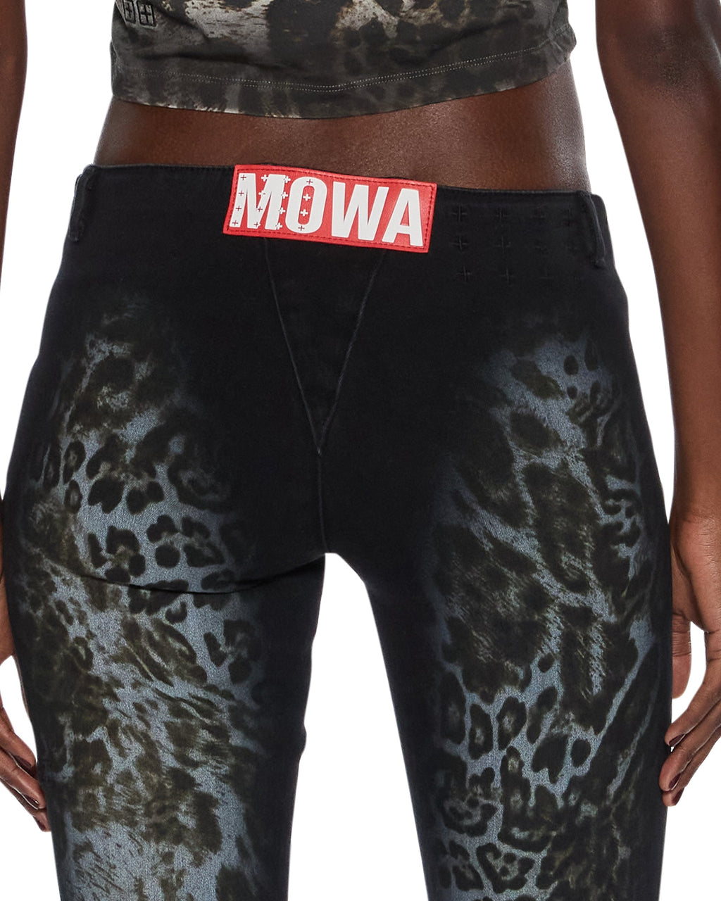 Womens Mowalola Jean Black Cheetah Slim Denim Jeans - Black