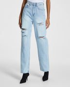 Womens Playback Sense Sliced Straight Denim Jeans - Denim