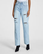 Womens Playback Sense Sliced Straight Denim Jeans - Denim