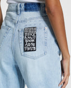 Womens Playback Sense Sliced Straight Denim Jeans - Denim