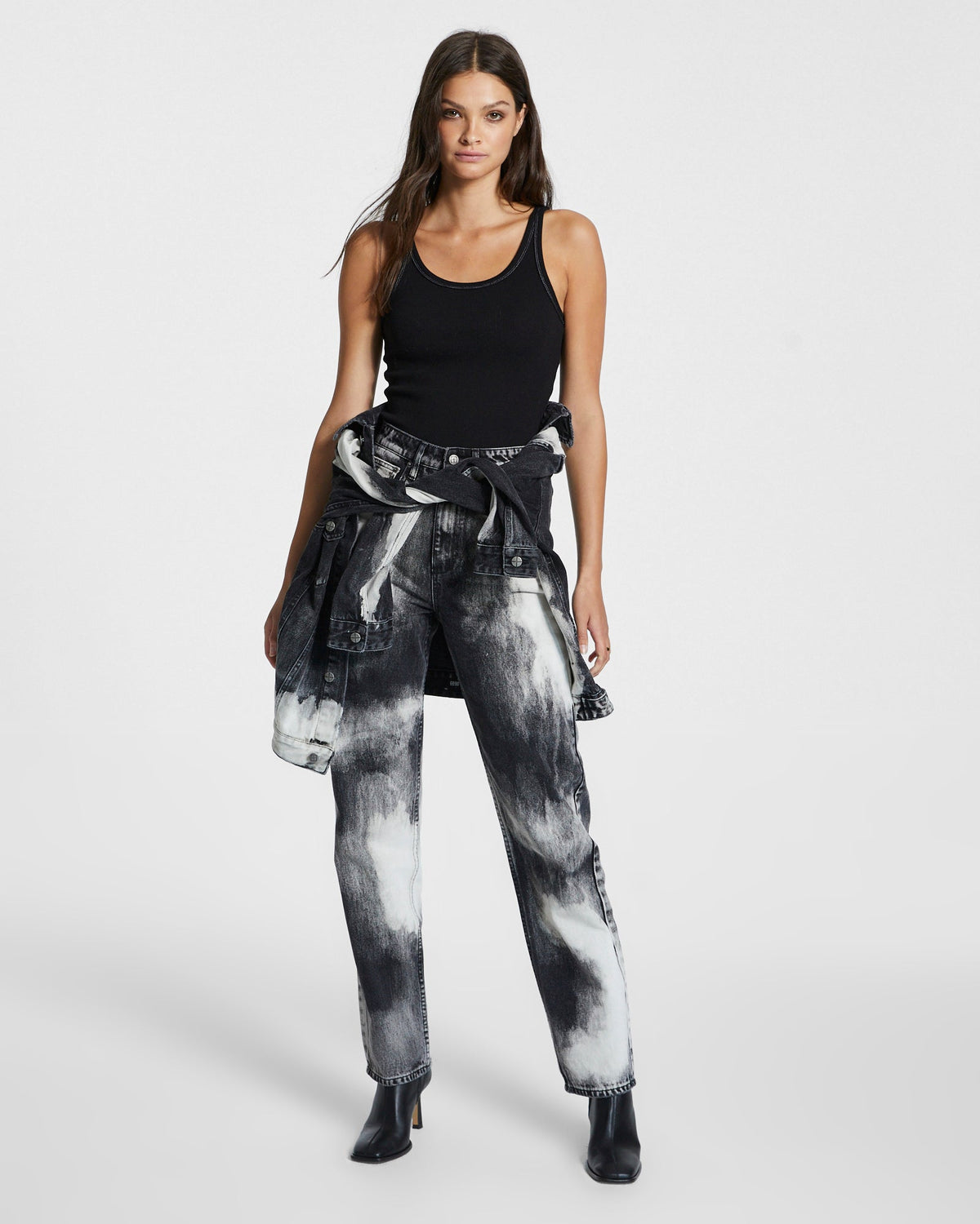 Womens Playback Black Wreckoning Relaxed Tapered Denim Jeans - Black