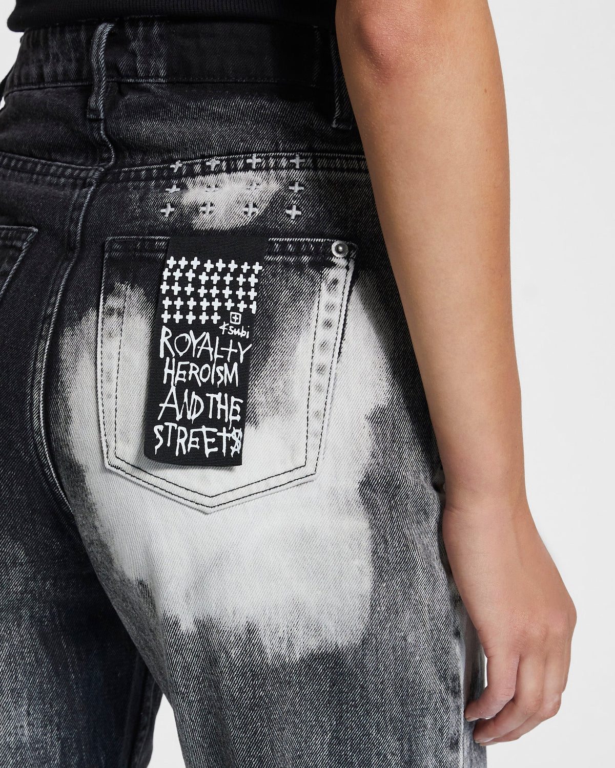 Womens Playback Black Wreckoning Relaxed Tapered Denim Jeans - Black