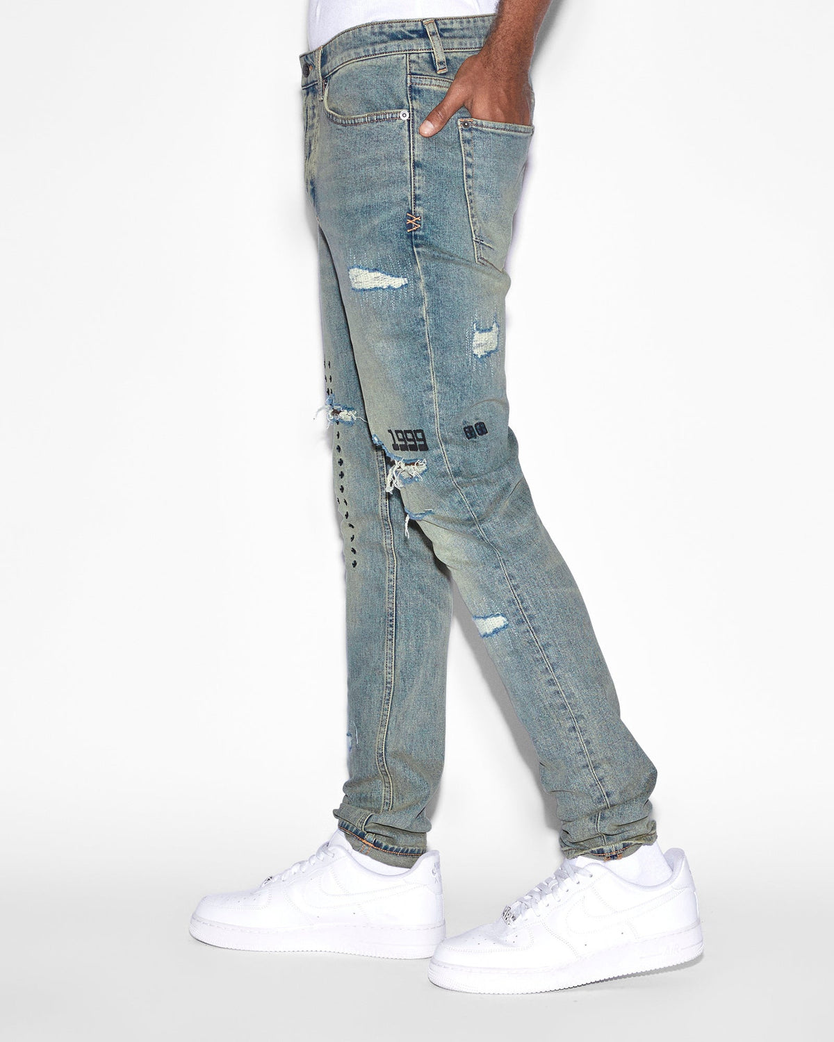 Mens Van Winkle Throw Bak Trash Skinny Denim Jeans - Denim