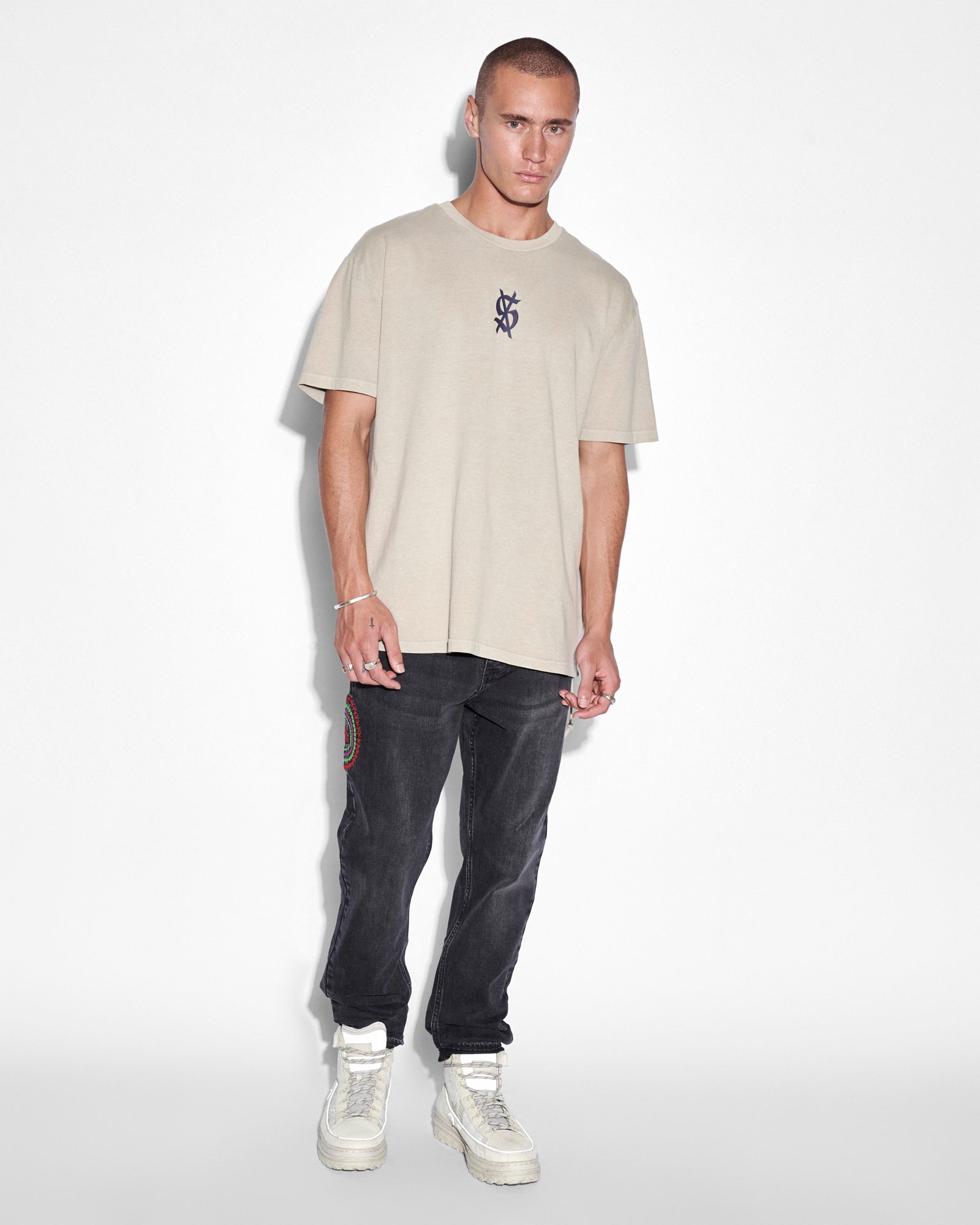 MENS  WOLFGANG STATIC BLACK TAPERED DENIM JEANS