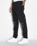 Mens Wolfgang Boneyard Black Tapered Denim Jeans - Black