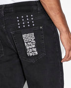 Mens Wolfgang Boneyard Black Tapered Denim Jeans - Black