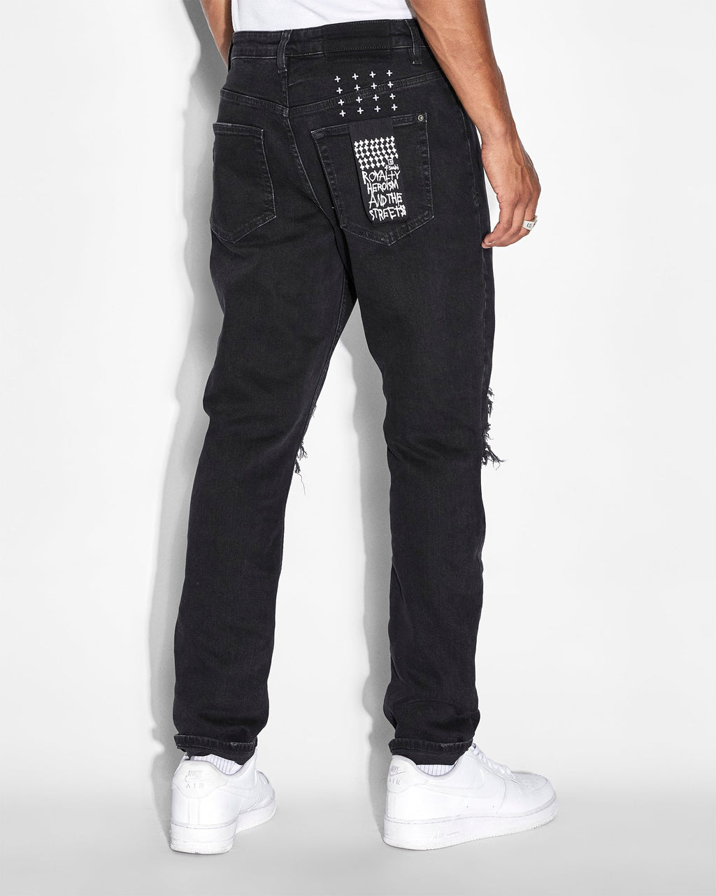 Mens Wolfgang Boneyard Black Tapered Denim Jeans - Black