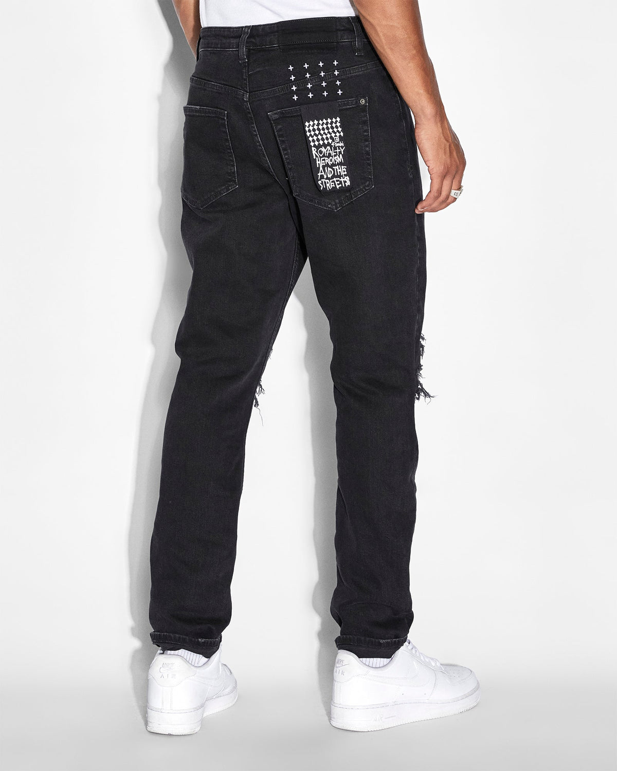 Mens Wolfgang Boneyard Black Tapered Denim Jeans - Black