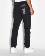 Mens Wolfgang Boneyard Black Tapered Denim Jeans - Black