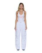 Womens Barrel Jean Cargo Fresh Barrel Leg Denim Jeans - White