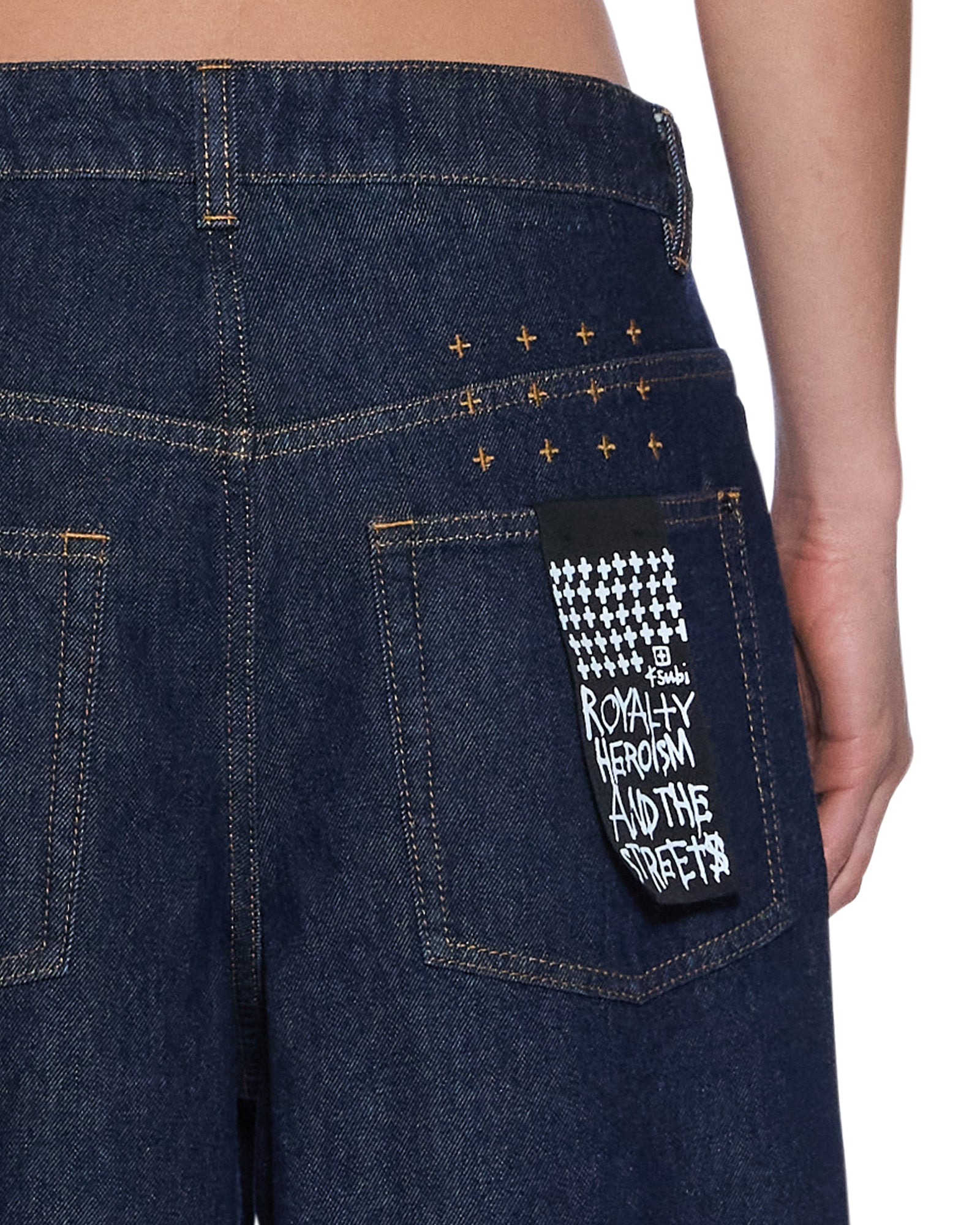 WOMENS  KSUPER CUFFED MYSTIC RINSE BAGGY DENIM JEANS