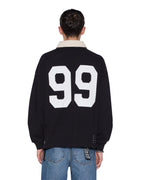 MENS RUGGED RUGBY LS JERSEY BLACK FADE FASHION TOPS