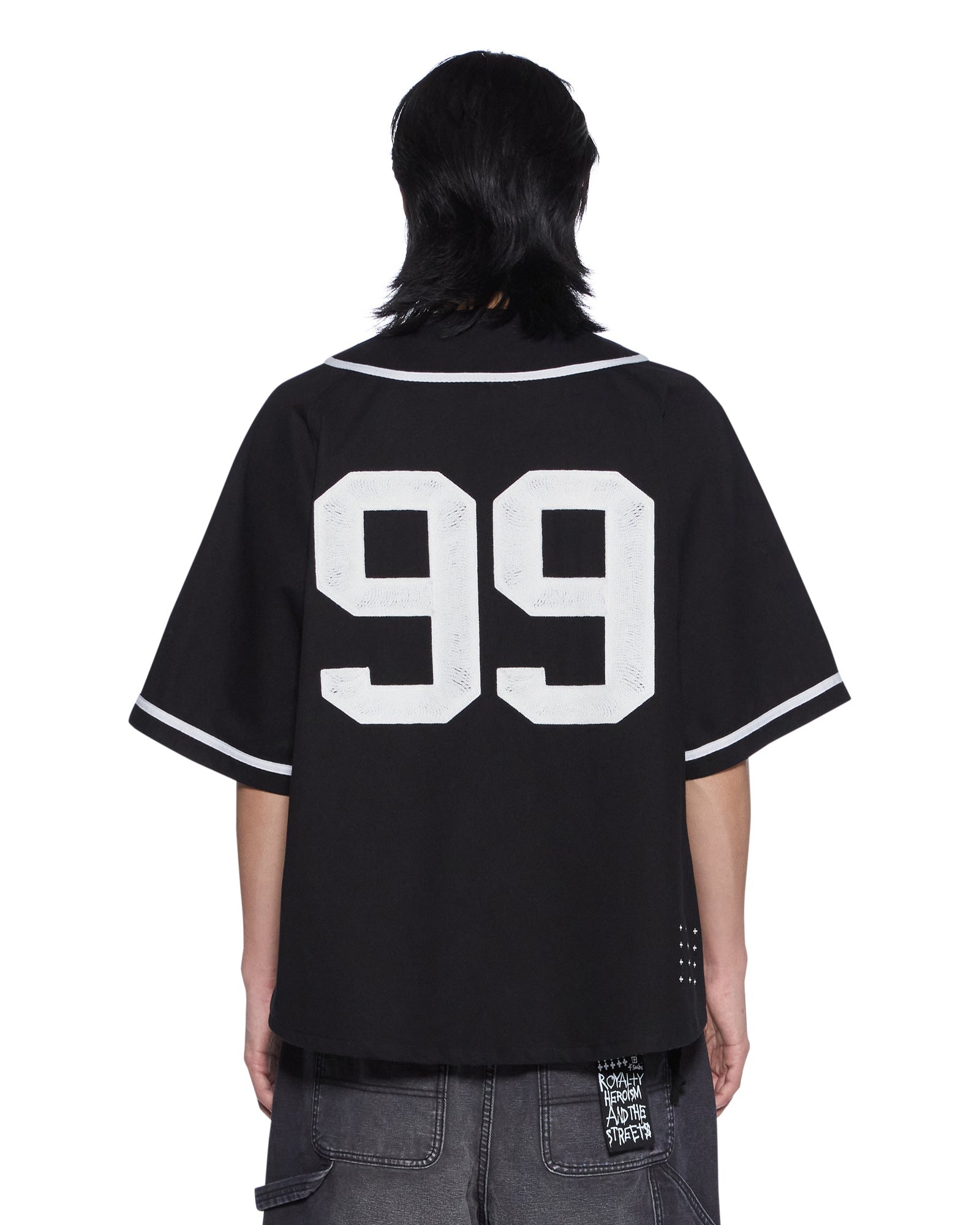 MENS  OUTFIELD SS JERSEY BLACK OVERSIZED FASHION TOPS