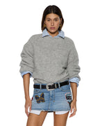 WOMENS COSY KNIT LIGHT GREY KNITWEAR