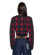 WOMENS FABLE CARDI RED ARGYLE KNITWEAR