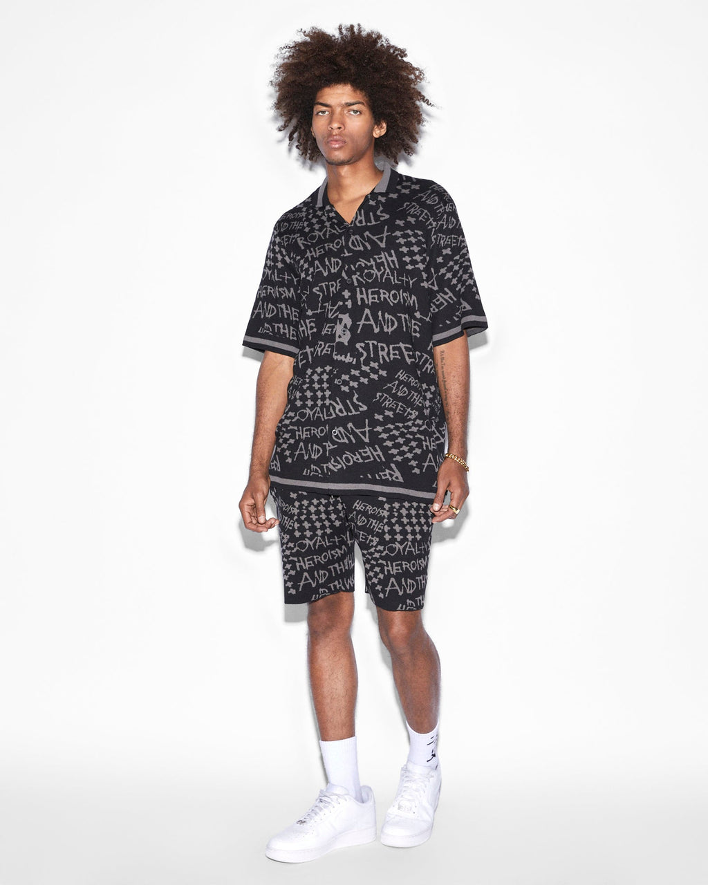 MENS HEROISM KNIT RESORT SS SHIRT BLACK SHIRTS