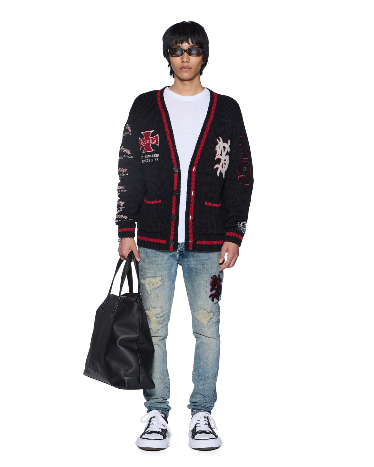 MENS LEAGUE CARDIGAN BLACK KNITWEAR