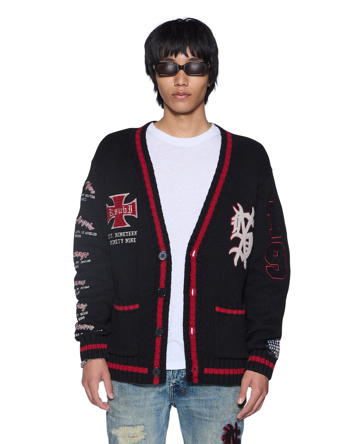 MENS LEAGUE CARDIGAN BLACK KNITWEAR