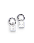 KRYSTAL BOX CROSS HUGGIE EARINGS SILVER
