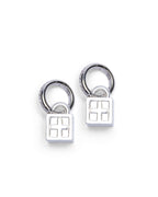 Krystal Box Cross Huggie Earings Silver Jewellery - Silver