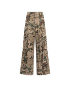 Womens Ksuper Cargo Pant Woodland Camo Oversized Pants - Khaki