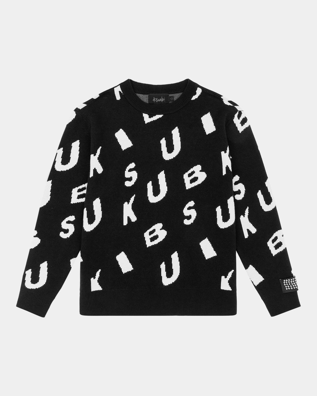 Mens Letters Knit Crew Black Regular Knitwear - Black
