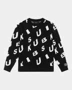 Mens Letters Knit Crew Black Regular Knitwear - Black