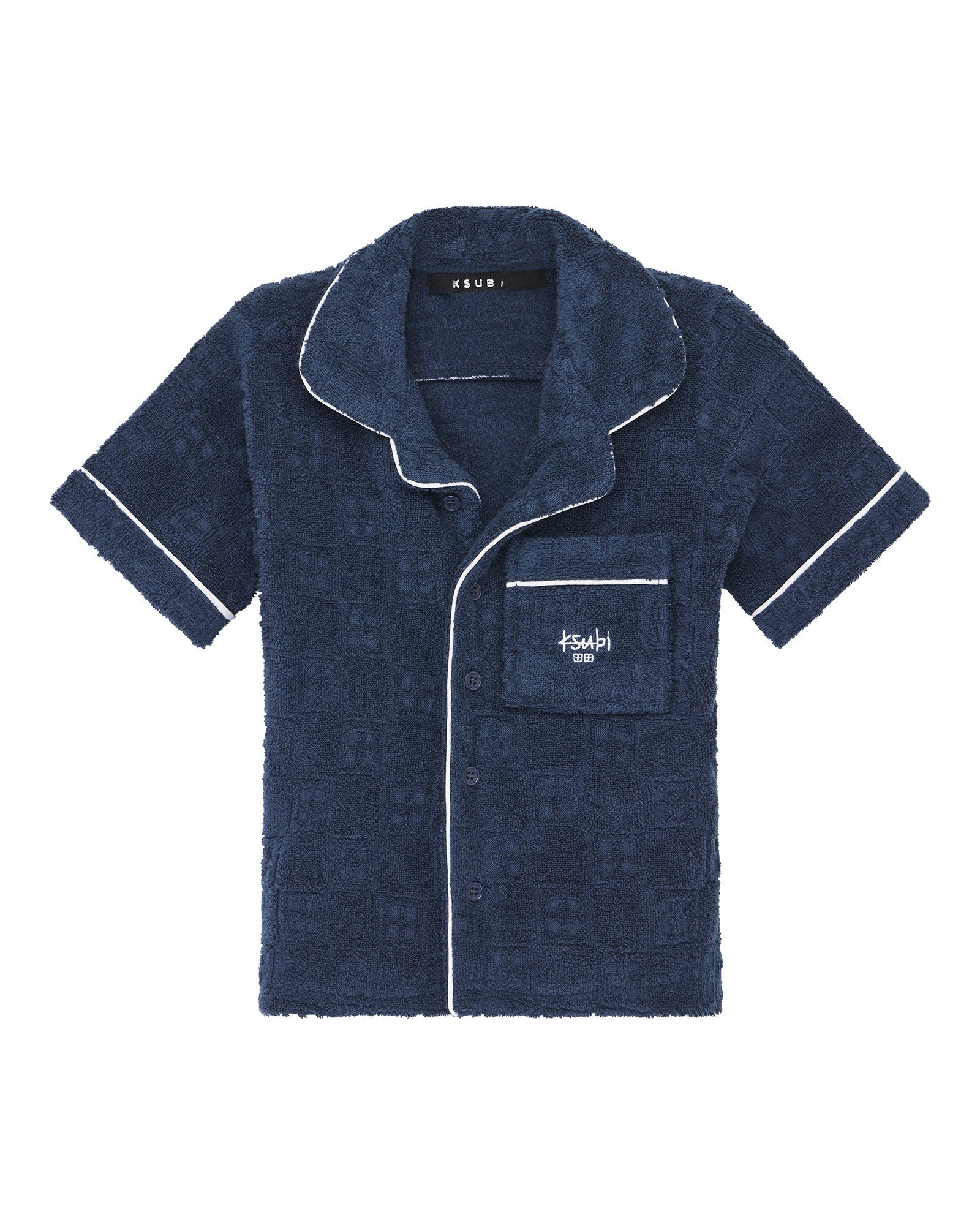 KIDS LIL LOUNGE SS RESORT SHIRT NAVY REGULAR SHIRTS