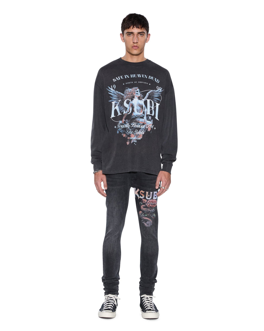 MENS SPIRIT EKCESS LS TEE ACID BLACK TEES