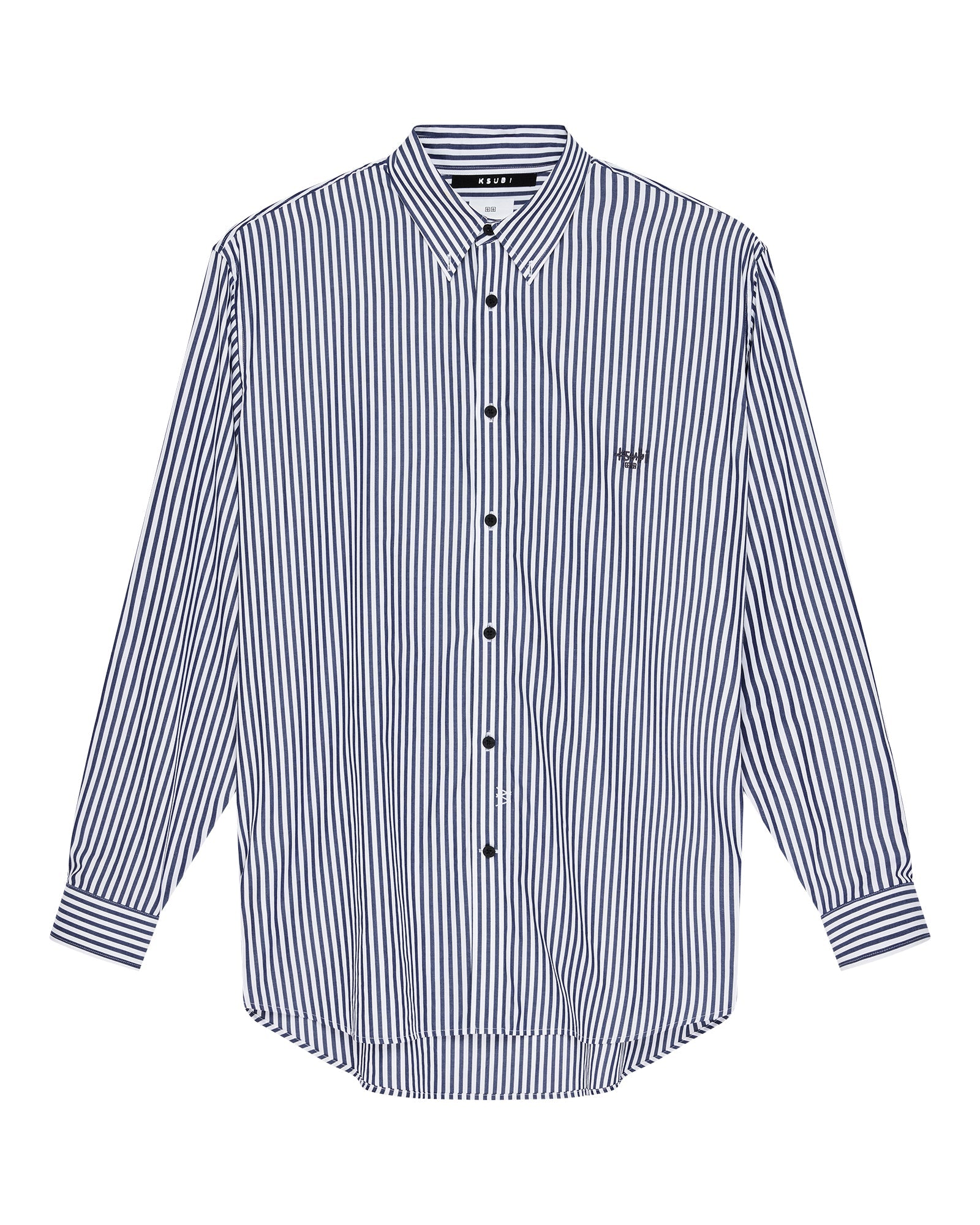 MENS  KSIGNATURE LS SHIRT WHITE STRIPE REGULAR SHIRTS