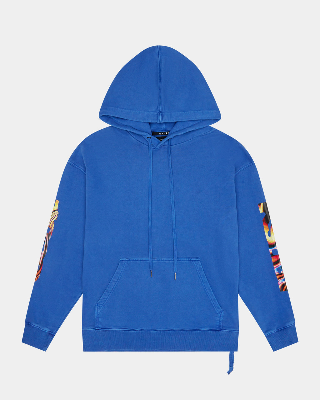 Mens Mindstate Biggie Hoodie Solid Blue Oversized Fleece - Blue