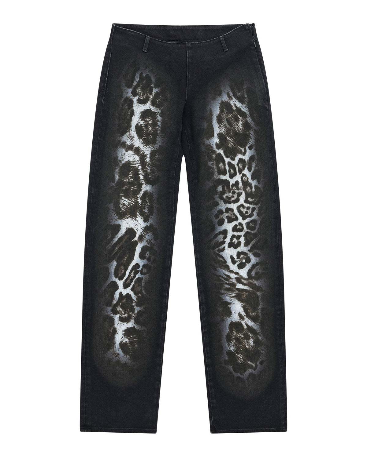 Womens Mowalola Jean Black Cheetah Slim Denim Jeans - Black