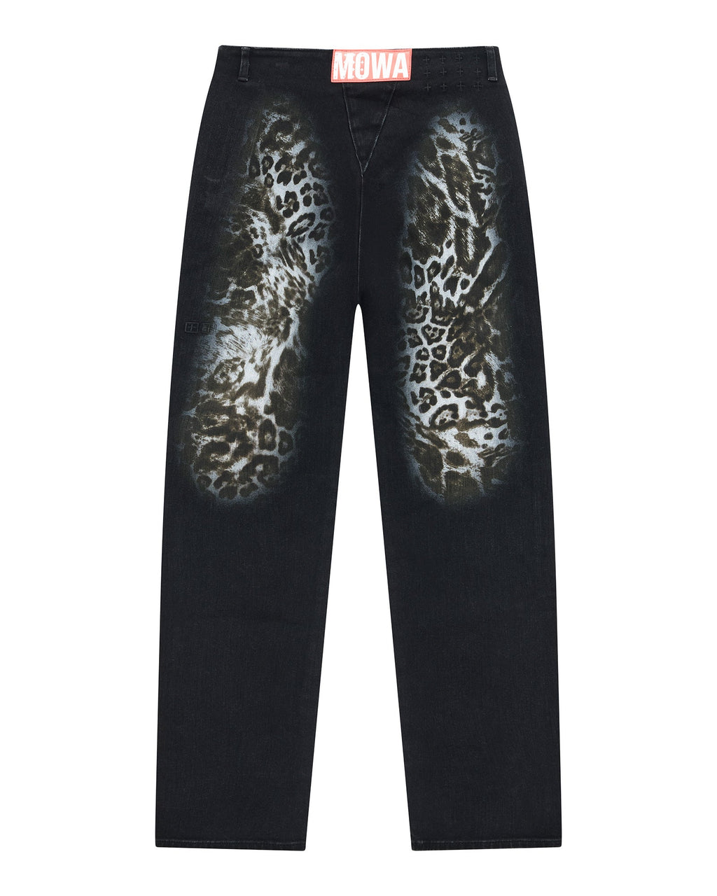 Womens Mowalola Jean Black Cheetah Slim Denim Jeans - Black